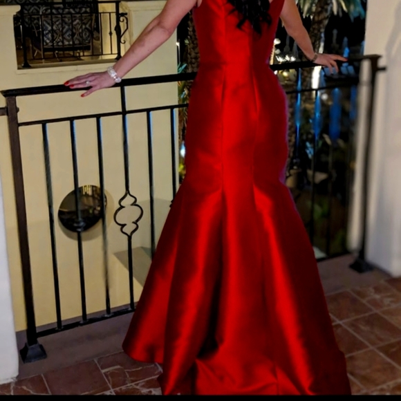 Red Mermaid Mikado Gown - Picture 9 of 12